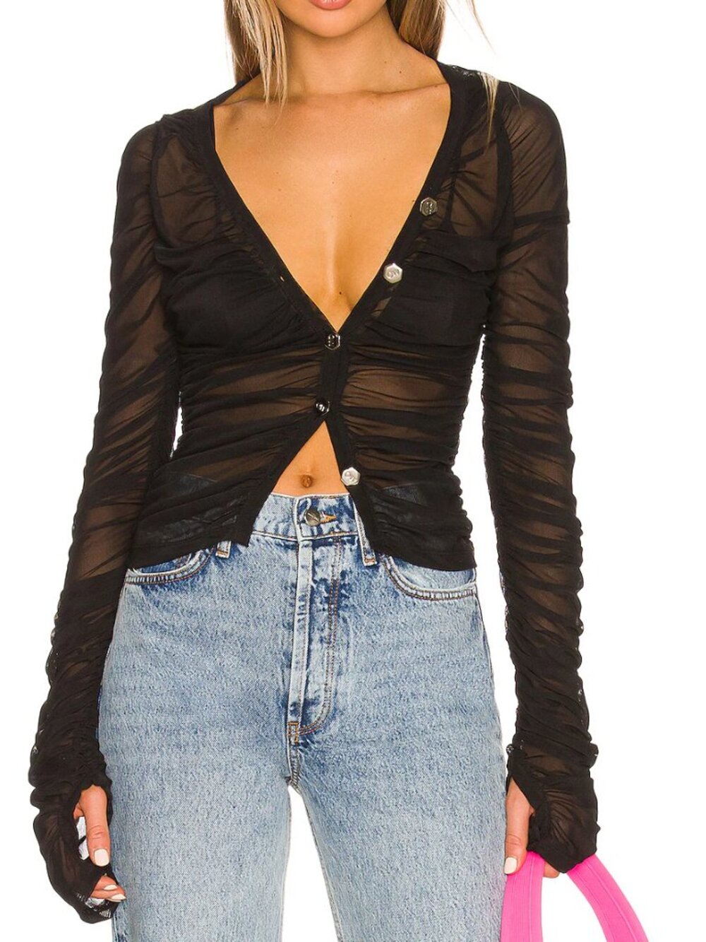 OW Collection Revolve Wanted Cardigan in Black Caviar S